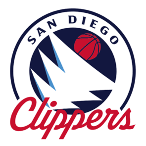 San Diego Clippers logo featuring a basketball and team name.